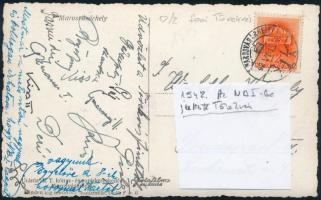 1942 Az NB 1-be jutott Törekvés játékosainak aláírásai Marosvásárhelyről küldött levelezőlapon