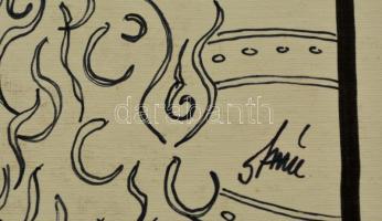 Szász jelzéssel: Tekintet, vegyes technika, karton, 23×17 cm