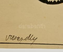 Vasarely jelzéssel: Elefánt, tus, papír, 28×40,5 cm