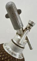 1930 Sparklet Patent Auto-Syphon szódásüveg, fém szövéssel borítva, m: 34 cm
