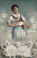 25 db RÉGI motívumlap: hölgyek / 25 pre-1945 motive cards: ladies, couples, romance