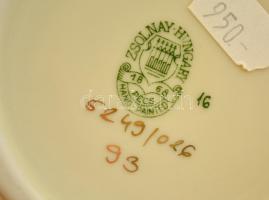 Zsolnay pillangó mintás kis kaspó, kézzel festett, jelzett, hibátlan, d:12,5 cm, m:6,5 cm