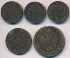 Ausztria 1851A 1kr Cu + 1861A 1kr Cu + 1861A 4kr Cu + 1885. 1kr Cu + 1891. 1kr Cu T:2-3 ph., patina
...
