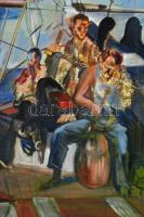 Kapussy György (1903-1986): Fedélzeten. Olaj, vászon, jelzés nélkül, 80×100 cm