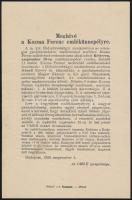 1926 OMGE meghívó Kozma Ferenc emlékünnepélyre