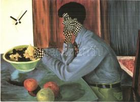 8 db MODERN sakk művészlap, Sherilyn Peters olajfestményei nyomán, néhány enyhén erotikus darabbal  ...