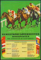 1958 Nemzetközi lóversenyek Budapesten, kisplakát, 24×16,5 cm