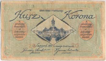 Szeged 1918. december 1. Városi Pénztárjegy 20K "I 9"-es sorozat T:III-,IV