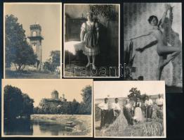 cca 1900-1940 Vegyes fotó tétel (kirándulások, tájképek, családi, katonai fotók, stb.), 30 db, 8,5x1...