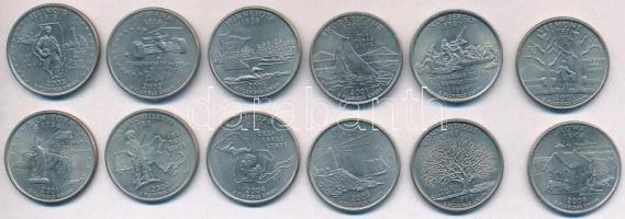 Amerikai Egyesült Államok 1999-2005. 25c Cu-Ni (12xklf) "50 állam" T:1-,2
USA 1999-2005. ...