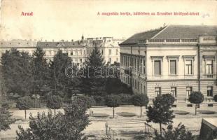 Arad, Megyeház kertje, Erzsébet királyné körút / garden of the county hall, street (Rb)