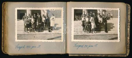 1941 Kisméretű fotóalbum elsősorban kolozsvári, valamint miskolci, szegedi, balatoni és egyéb fotókk...