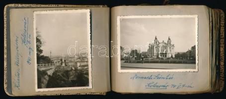 1941 Kisméretű fotóalbum elsősorban kolozsvári, valamint miskolci, szegedi, balatoni és egyéb fotókk...
