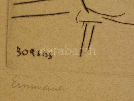 Borsos Miklós (1906-1990): Emmausz. Rézkarc, karton, jelzett, 19×24 cm