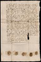 1622 Szikszó, örökváltság-levél magyar-hegyi szőlőről, rányomott viaszpecsétekkel, magyar nyelven