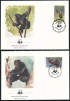 WWF: Csimpánzok sor 4 db FDC-n WWF  Chimpanzee set on 4 FDC