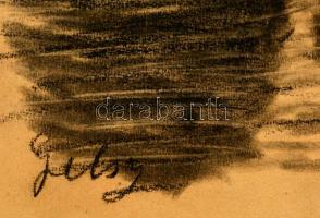 Gelsy jelzéssel: Sziklás tengerpart. Vegyes technika, papír, ragasztott lap, 19×25 cm