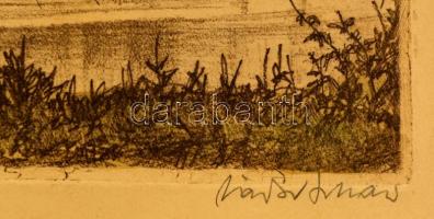 Zádor István (1882-1963): Visegrád. Színezett rézkarc, papír, jelzett, 24×34 cm