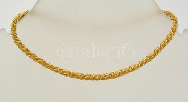 Ezüst(Ag) aranyozott fonott karkötő, jelzett, h: 17,5 cm, nettó: 4,4 g