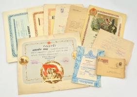 1952-1964 Sztahanovista élmunkás oklevelei, iratai, összesen 10 db