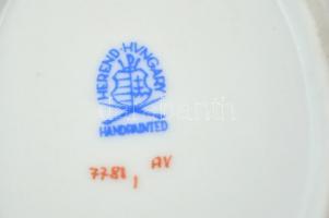 Herendi Apponyi mintás tálka ( 2db), fogpiszkálótartó, kézzel festett, kopott, jelzett, összesen: 3 ...