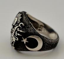 Ezüst(Ag) keleti mintás gyűrű, jelzés nélkül, méret: 64, nettó: 15 g