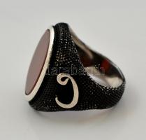 Ezüst(Ag) keleti mintás gyűrű, jelzett, méret: 56, bruttó: 13,1 g