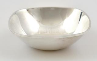 Ezüst(Ag) ívelt négyszögletes tálka, jelzett, 10,5x10,5 cm, nettó: 80,7 g