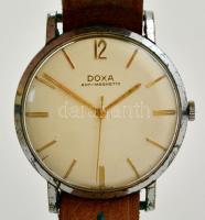 Doxa antimagnetic svájci mechanikus karóra, szép számlappal, bőr szíjjal, működő állapotban / Swiss ...