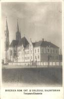 1927 Temesvár, Timisoara; Erzsébetváros, Elisabetin; Római katolikus templom, Szalvatoriánus Főiskola / Colegiul Salvatorian / church and school, photo
