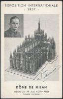 1937 Jean Normand francia cukrász aláírása a párizsi világkiállításon szerepelt munkáját ábrázoló levelezőlapon