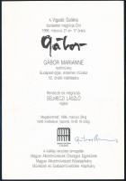 1996 Gábor Marianne (1917-2014) festőművész aláírása kiállítási meghívóján