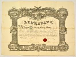 1860 Díszes mesterlevél magyar kőműves részére. / Ornamented master-warrant for Hungarian maison 64x48 cm