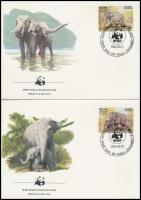 WWF: Elefántok sor 4 db FDC-n, WWF Elephants set on 4 FDC
