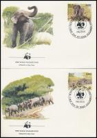 WWF Elephants set on 4 FDC WWF: Elefántok sor 4 db FDC-n