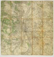cca 1920-1940 Budapest és környékének térképe, vászonra kasírozva, 51x50 cm.