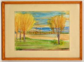 Egry jelzéssel: Tájkép. Vegyes technika, papír, üvegezett keretben, 31×43 cm