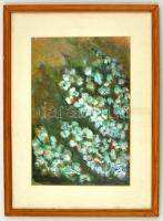 Bolmányi jelzéssel: Tavaszi virágzás. Tempera, papír, üvegezett keretben, paszpartuval 21x31 cm