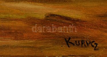 Kurucz jelzéssel: Házak. Olaj, vászon, 26×38 cm