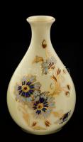 Zsolnay búzavirág mintás váza, kézzel festett, jelzett, hibátlan, m:11 cm