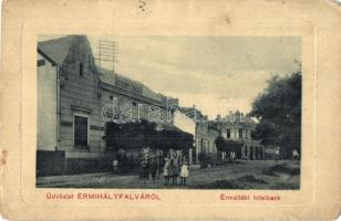 Érmihályfalva, Valea Lui Mihai; Érmelléki hitelbank, utcakép, W. L. Bp. 5990. / credit bank (kopott sarkak / worn corners)