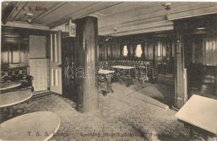 Austro-Americana Trieste Fratelli Cosulich, smoking room of TSS Alice and TSS Laura twin-screw mail steamers. interior / Rauchsalon