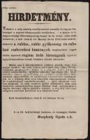 1858 Kétnyelvű hirdetmény stastárium bevezetése tárgyában Sopron megyében 36x44 cm