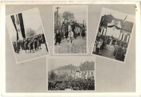 1938 Érsekújvár, Nové Zámky; bevonulás, Horthy Miklós, Mindent Vissza Érsekújvári Frontharcosok zászlóval / entry of the Hungarian troops, flag