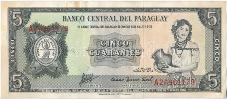 Paraguay 1952. 5G T:II- kis fo. Paraguay 1952. 5 Guaranies C:VF small spots