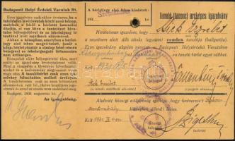 cca 1920-1950 3 érdekes igazolvány: fényképes zenész igazolvány, vöröskeresztes és utazási