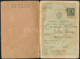 1932 Útlevél fénykép nélkül, foltos lapokkal