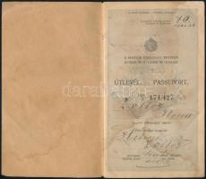 1922 Útlevél fénykép nélkül, foltos lapokkal
