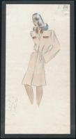 Jelzés nélkül: Két divatrajz. Vegyes technika, papír. 14x27 cm