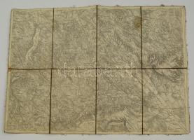 cca 1900-1920 Bakony-keleti részének térképe, rajta a Móri-árokkal, (Csesznek, Csatka, Sór, Mór, Bodajk, vászonra kasírozva, 39x52 cm.